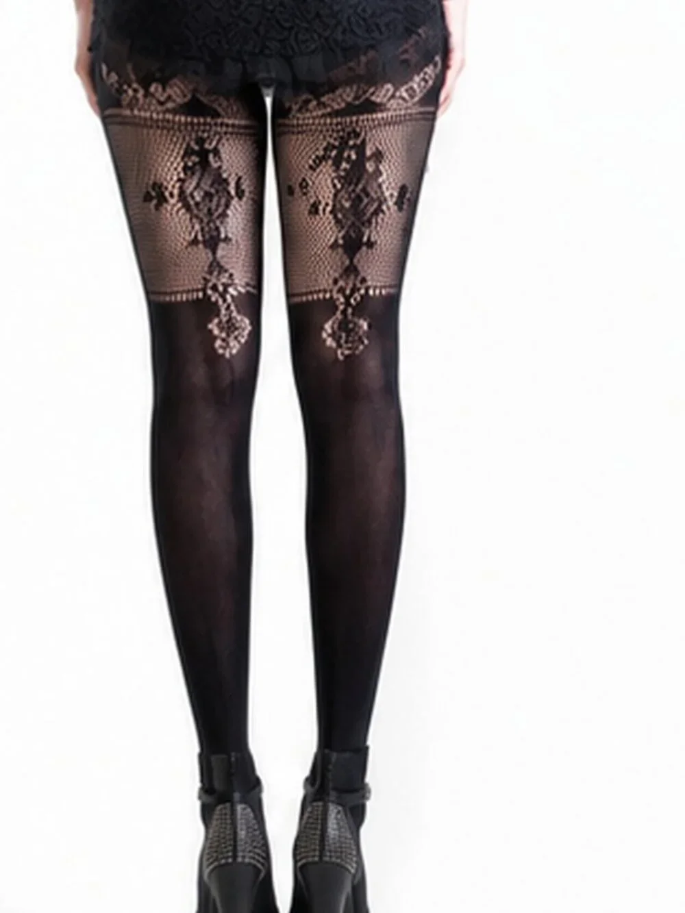 Killer Legs Queen Lace Black Out Fishnet Tights – Black – NWT